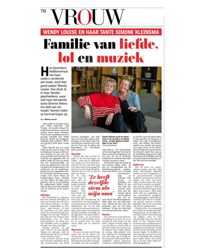 Wendy Louise en Simone Kleinsma geven dubbelinterview over boek De ballerina en het zwarte schaap in de Telegraaf